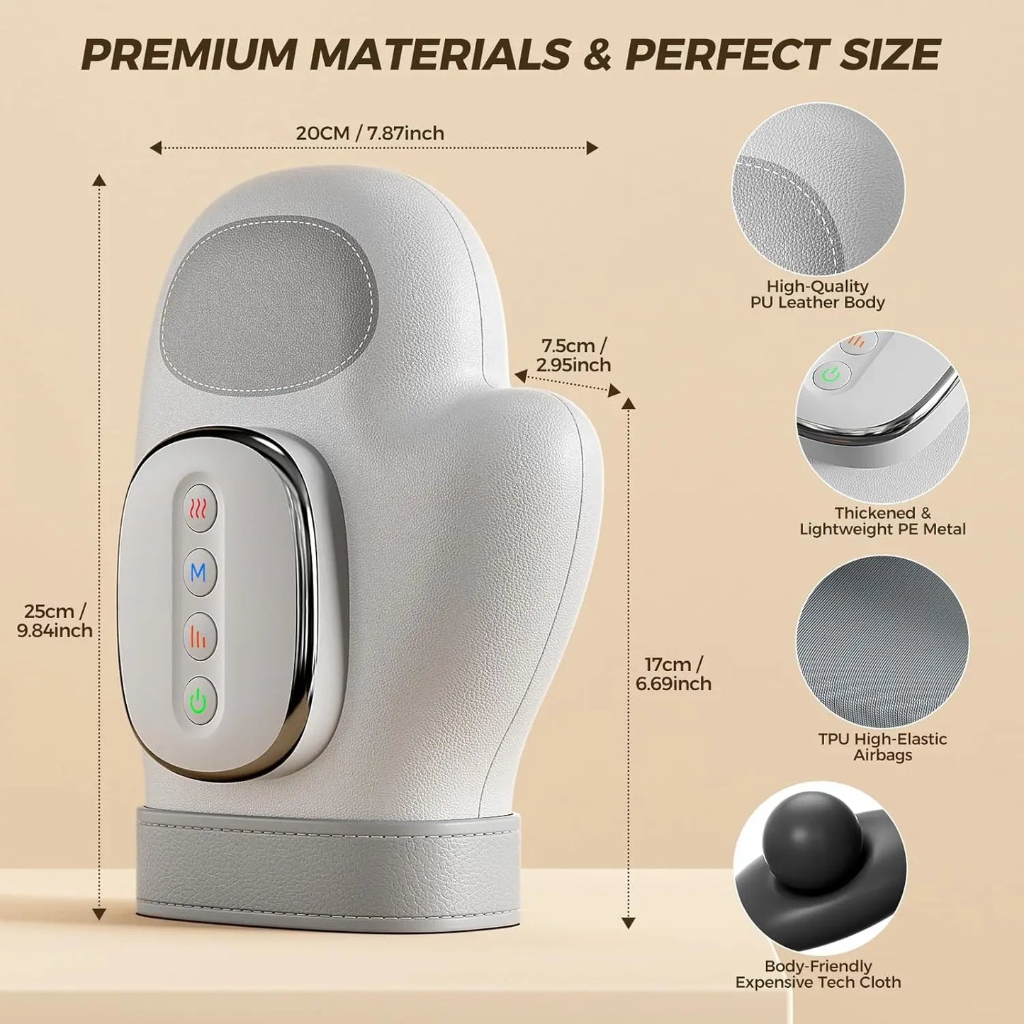 Cordless Electric Hand Massager with Heat and Compression for Carpal Tunnel and Wrist Relief