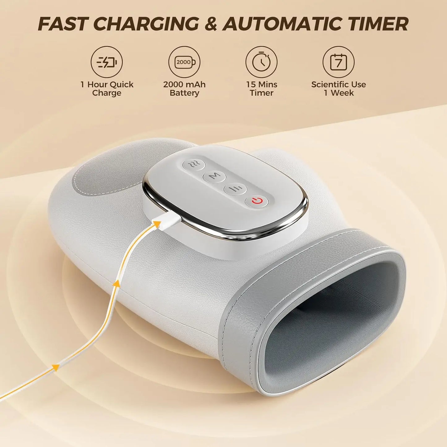 Cordless Electric Hand Massager with Heat and Compression for Carpal Tunnel and Wrist Relief